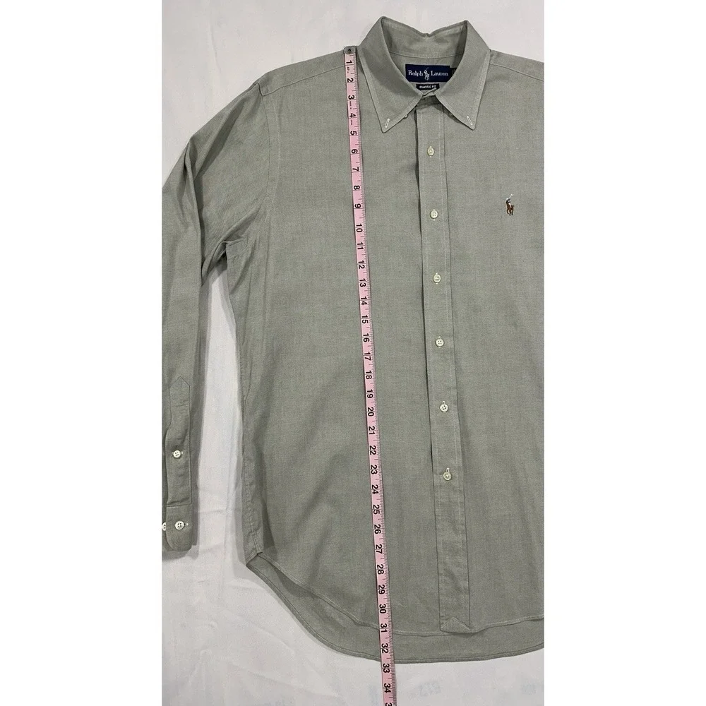 Polo Ralph Lauren Classic Fit Mens Gray Long Sleeve Button Shirt 16 - 34/35 READ